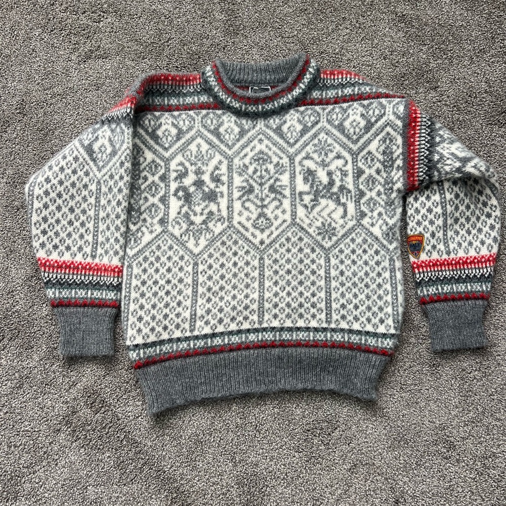 Vintage 1994 Dale of Norway Lillehammer wool sweater gray size S RARE